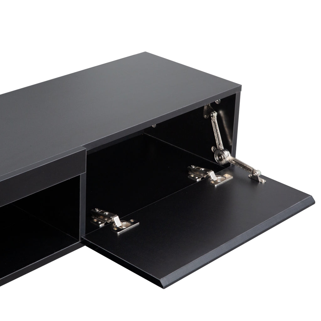 Floating TV Stand Wall Mounted with 16 Color LEDs,63' Modern TV Stand, Floating TV Cabinet Entertainment Center for 55 60 65 Inch TV,Black - Grand Goldman Shop