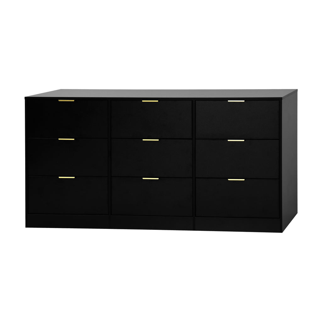 Black 9 Drawer Dresser, 63' Large Deep Chest of Drawers, Wooden Dresser Storage Cabinet with 9 Drawers for Bedroom, Long Dressers for Living Room, Hallway - Grand Goldman Shop