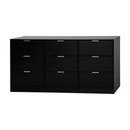Black 9 Drawer Dresser, 63' Large Deep Chest of Drawers, Wooden Dresser Storage Cabinet with 9 Drawers for Bedroom, Long Dressers for Living Room, Hallway - Grand Goldman Shop