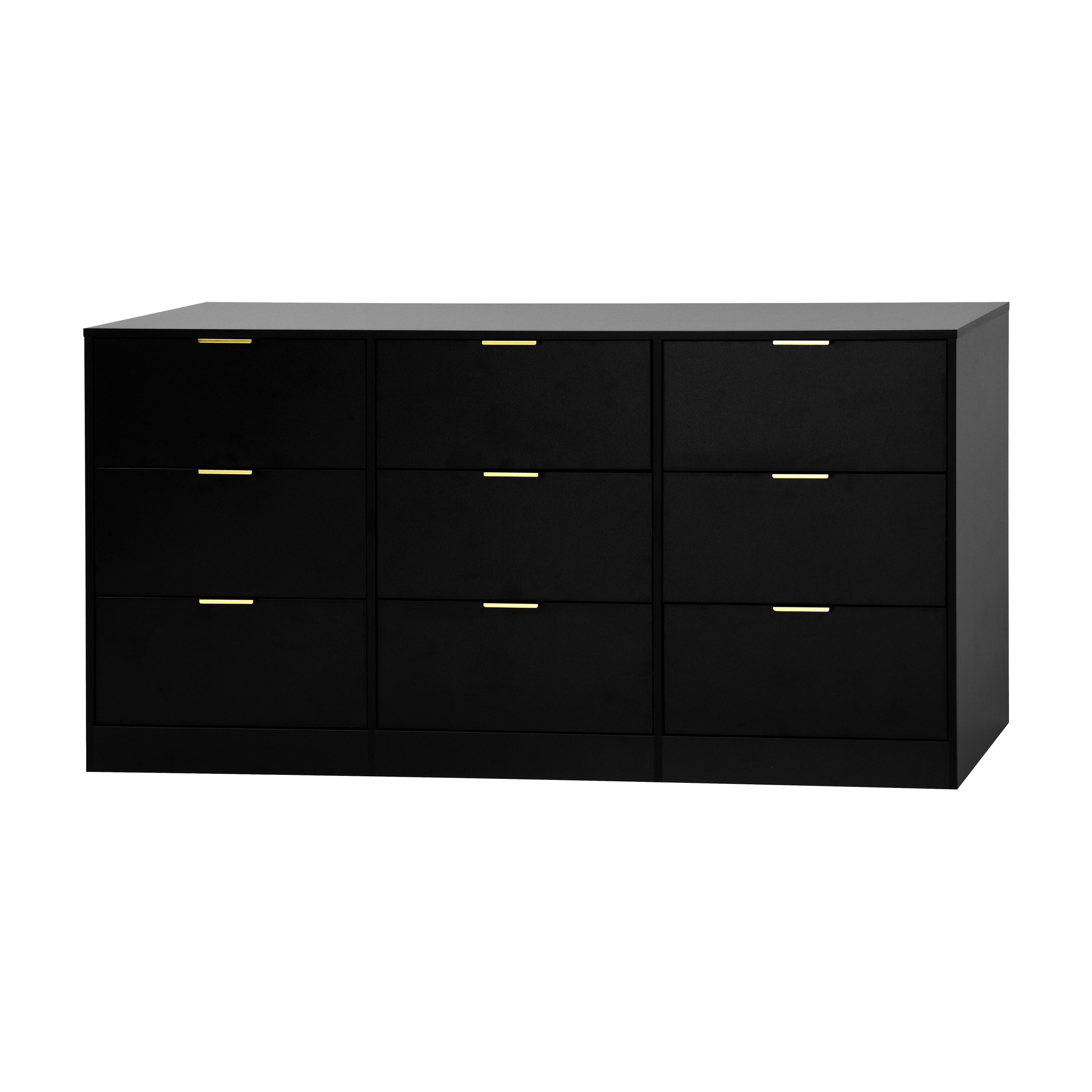 Black 9 Drawer Dresser, 63' Large Deep Chest of Drawers, Wooden Dresser Storage Cabinet with 9 Drawers for Bedroom, Long Dressers for Living Room, Hallway - Grand Goldman Shop
