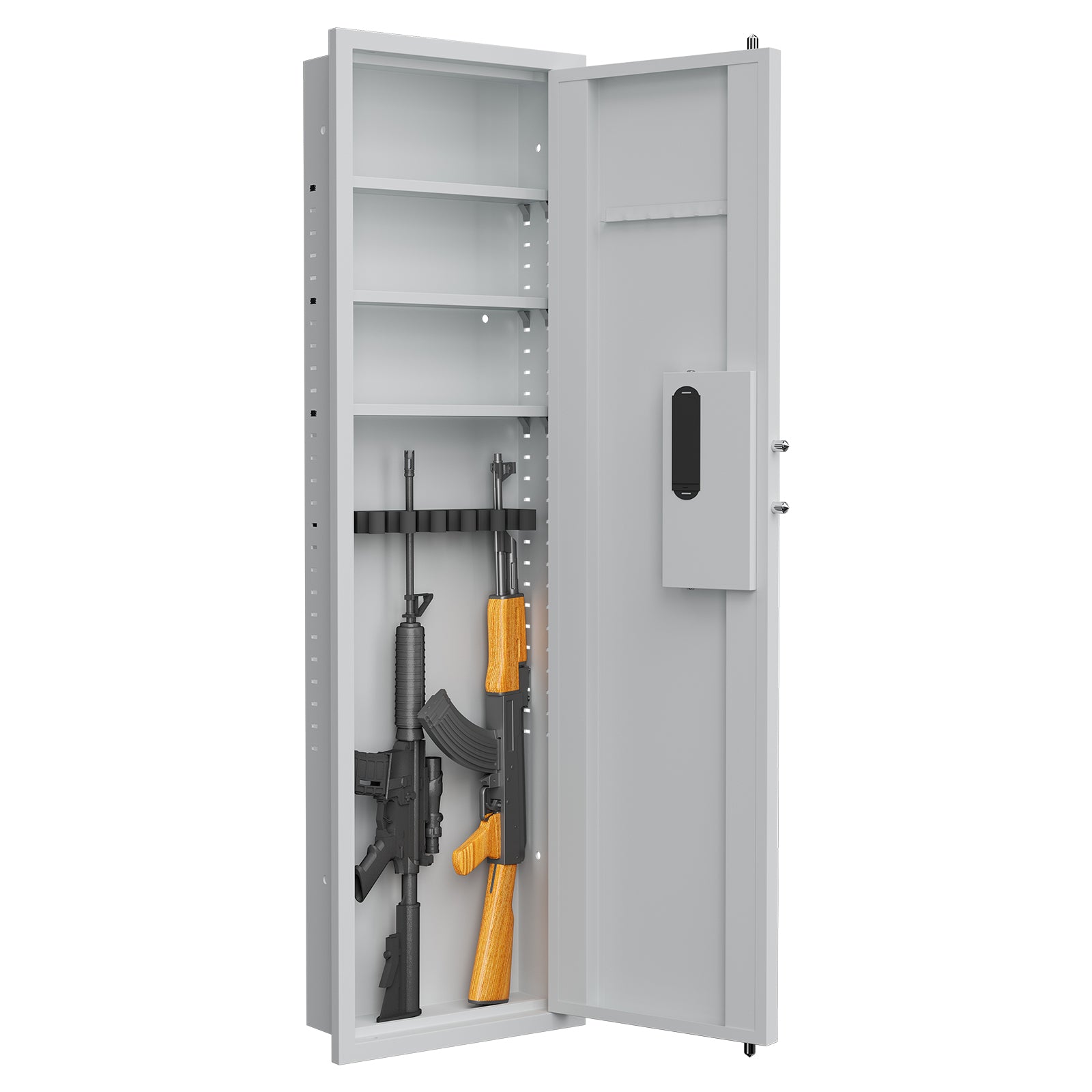 53' Passwod Touch Panel In-Wall Safe,Hidden Wall Gun Safe for Rifles with Adjustable Shelves,Assembled Storage Multifunctiona