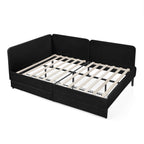 Black Velvet Upholstered Platform Bed Frame with 2 Storage Drawers and Adjustable Sofa Bed, Full Size - Grand Goldman Shop