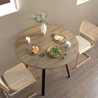 Modern Round Dining Table, Rustic Brown MDF Top with Black Metal Legs, 35.43 Inch Diameter for 2-4 People - Grand Goldman Shop