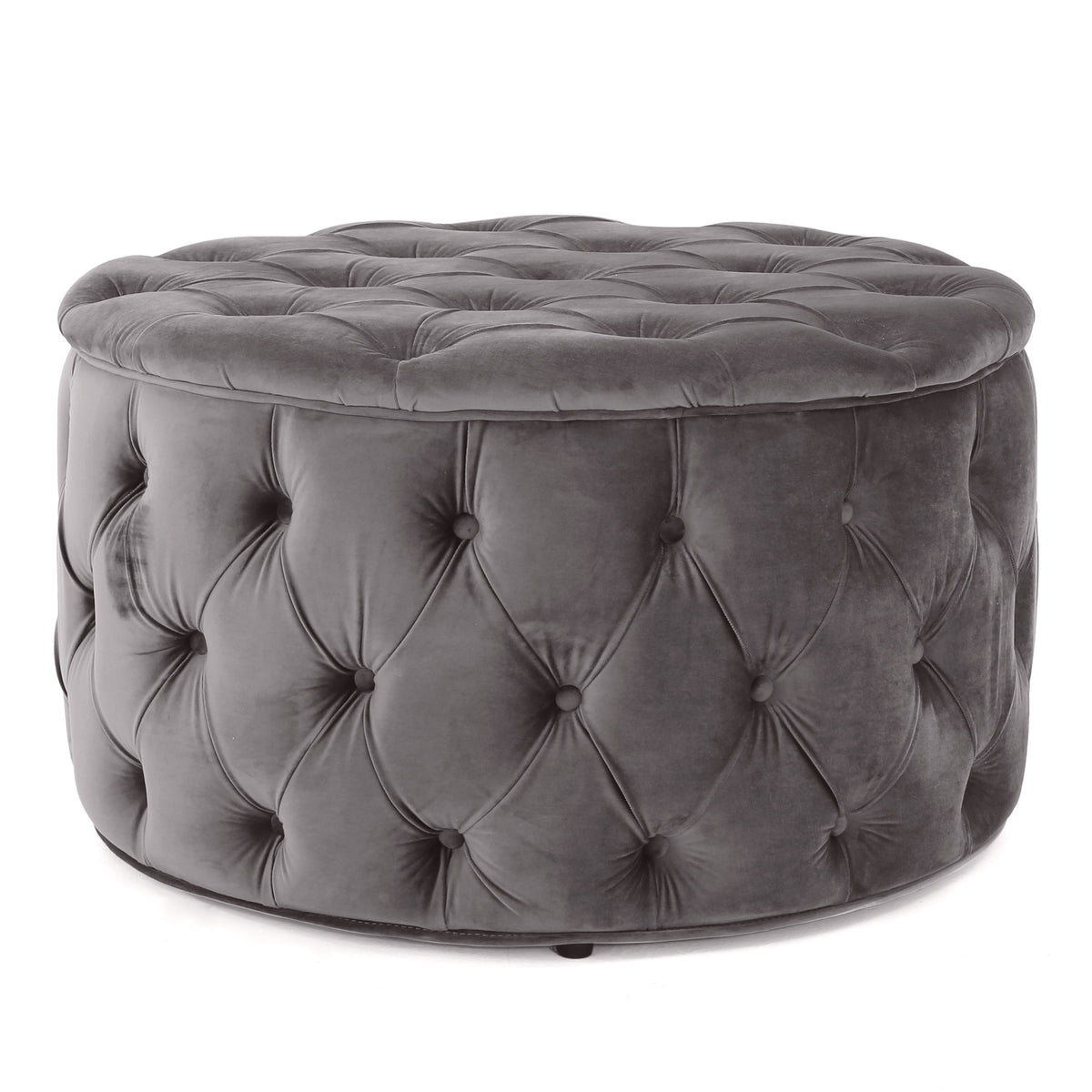 Modern Velvet Ottoman Footstool with Plush Cushioning in Grey - Grand Goldman Shop