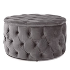 Modern Velvet Ottoman Footstool with Plush Cushioning in Grey - Grand Goldman Shop