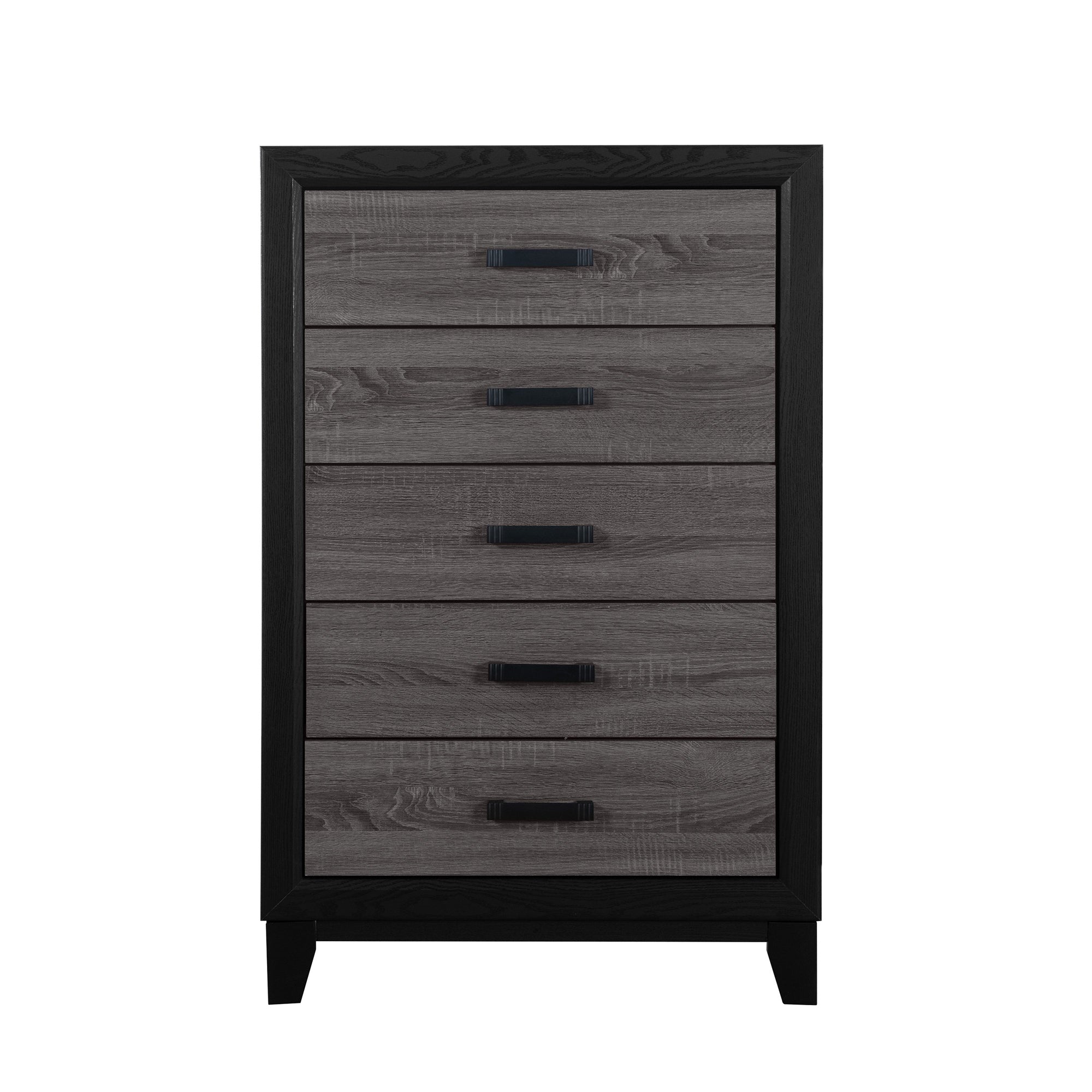 Urban Farmhouse King Size Bed with Bookcase, Dark Gray and Black, Solid Wood and MDF - Grand Goldman Shop