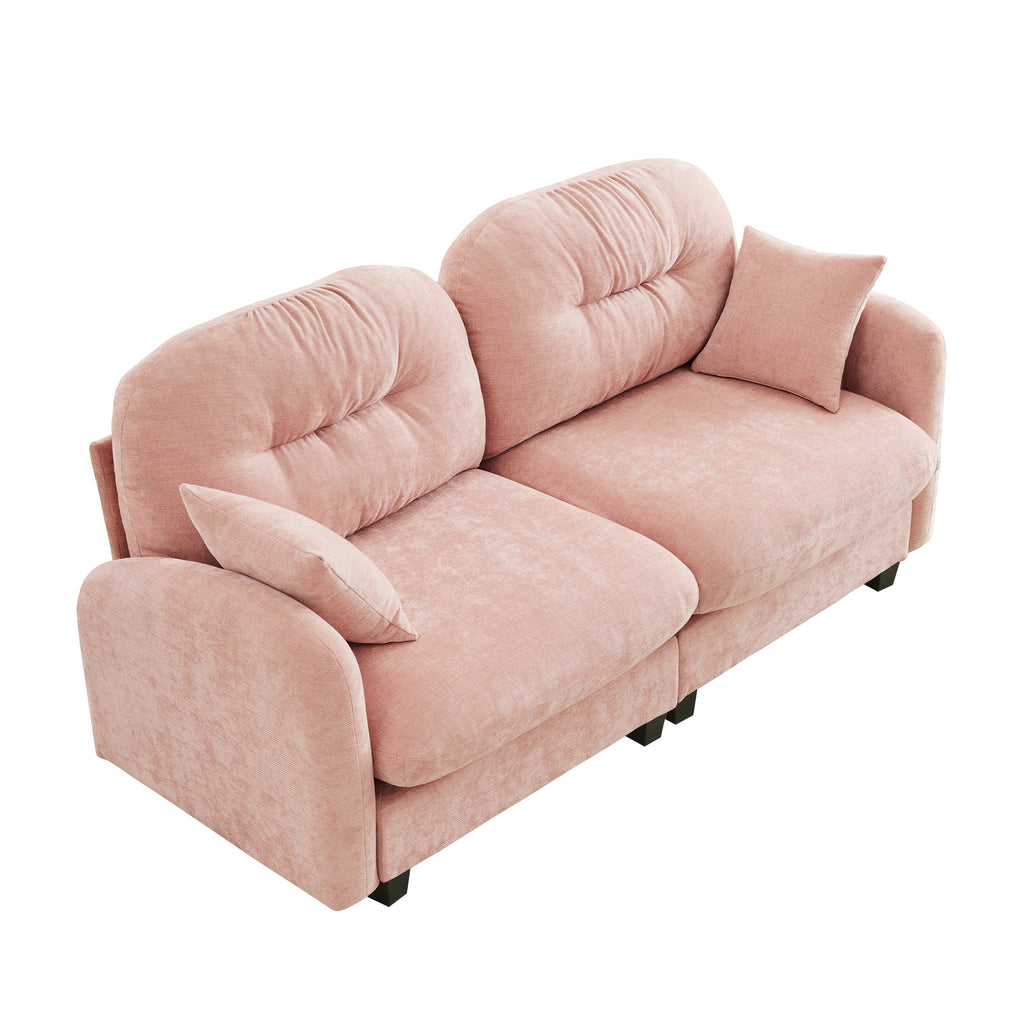 Loveseat Cloud Sectional Couches Chenille Fabric,Quilted Pleated Design, Ergonomic Design,High-Density Foam Easy Install Elegant Armrests High Quality Wooden Base,Fits Living Rooms,Pink - Grand Goldman Shop