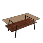 Modern Rectangular Coffee Table with Tempered Brown Glass Top and MDF Layer – Table for Living Room - Grand Goldman Shop