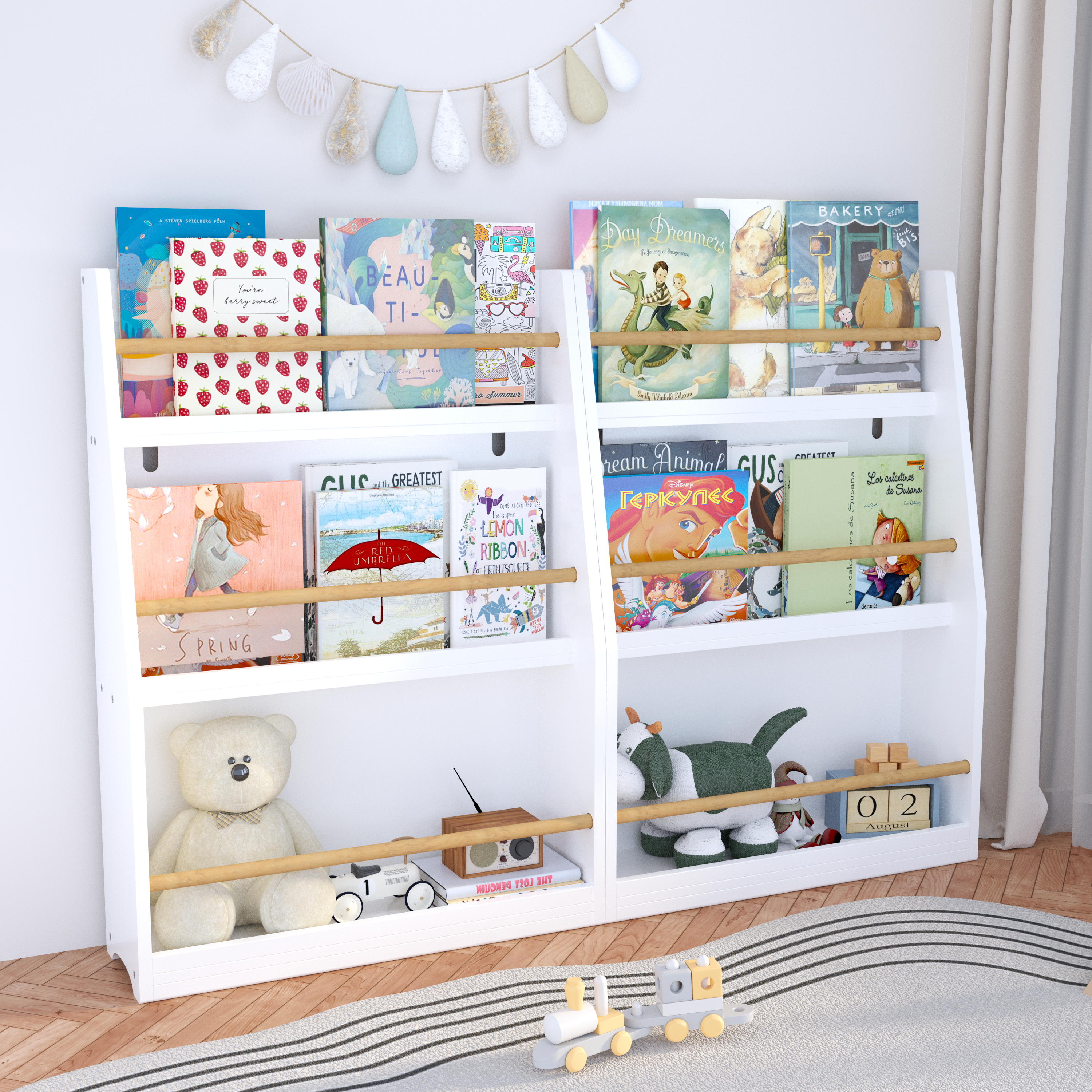 3 Tier Kids Book Shelf,Kids Book Rack, Helps Keep Bedrooms, Playrooms, and Classrooms Organized,White - Grand Goldman