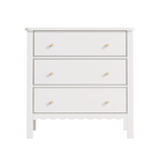 White 3 Drawer Dresser for Bedroom, Modern MDF Painted Chest of Drawers with Gold Knobs, Wooden Storage Cabinet for Kids, Nur