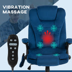 Velvet High Back Vibrating Massage Office Chair, Drak Blue - Grand Goldman