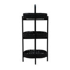 Modern 3-Tier Handwoven Side Table with Oval Organizer in Black Metal and Paper Rope - Grand Goldman Shop