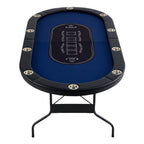 10 Player Foldable Poker Table, Blackjack Texas Holdem Poker Table with Padded Rails and Stainless Steel Cup Holders, Portabl