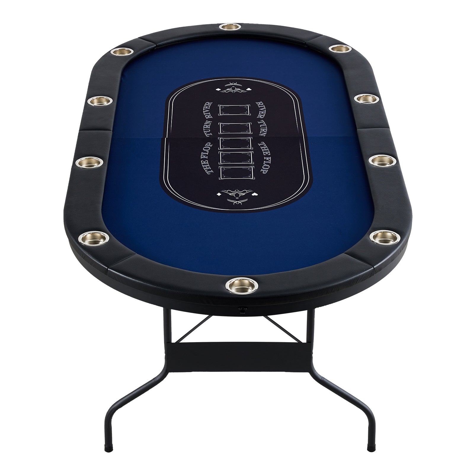 10 Player Foldable Poker Table, Blackjack Texas Holdem Poker Table with Padded Rails and Stainless Steel Cup Holders, Portabl