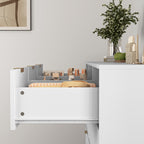 White 9 Drawer Dresser, 63' Large Deep Chest of Drawers, Wooden Dresser Storage Cabinet with 9 Drawers for Bedroom, Long Dressers for Living Room, Hallway, Drawer panel with wavy patterns - Grand Goldman Shop