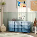 Qaba 3 Tier Kids Storage Unit, 9 Drawer Chest Toy Organizer Plastic Bins for Kids Bedroom Nursery Kindergarten Living Room fo