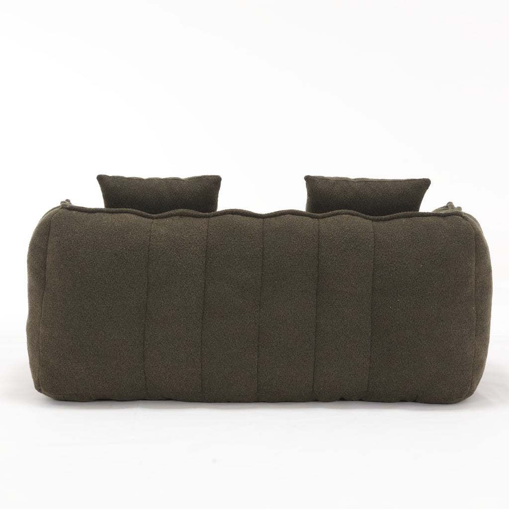Cozy Beanbag Chair with High Resilience Foam Core for Two - Olive Green Chenille, 66x35x25 inches - Grand Goldman Shop