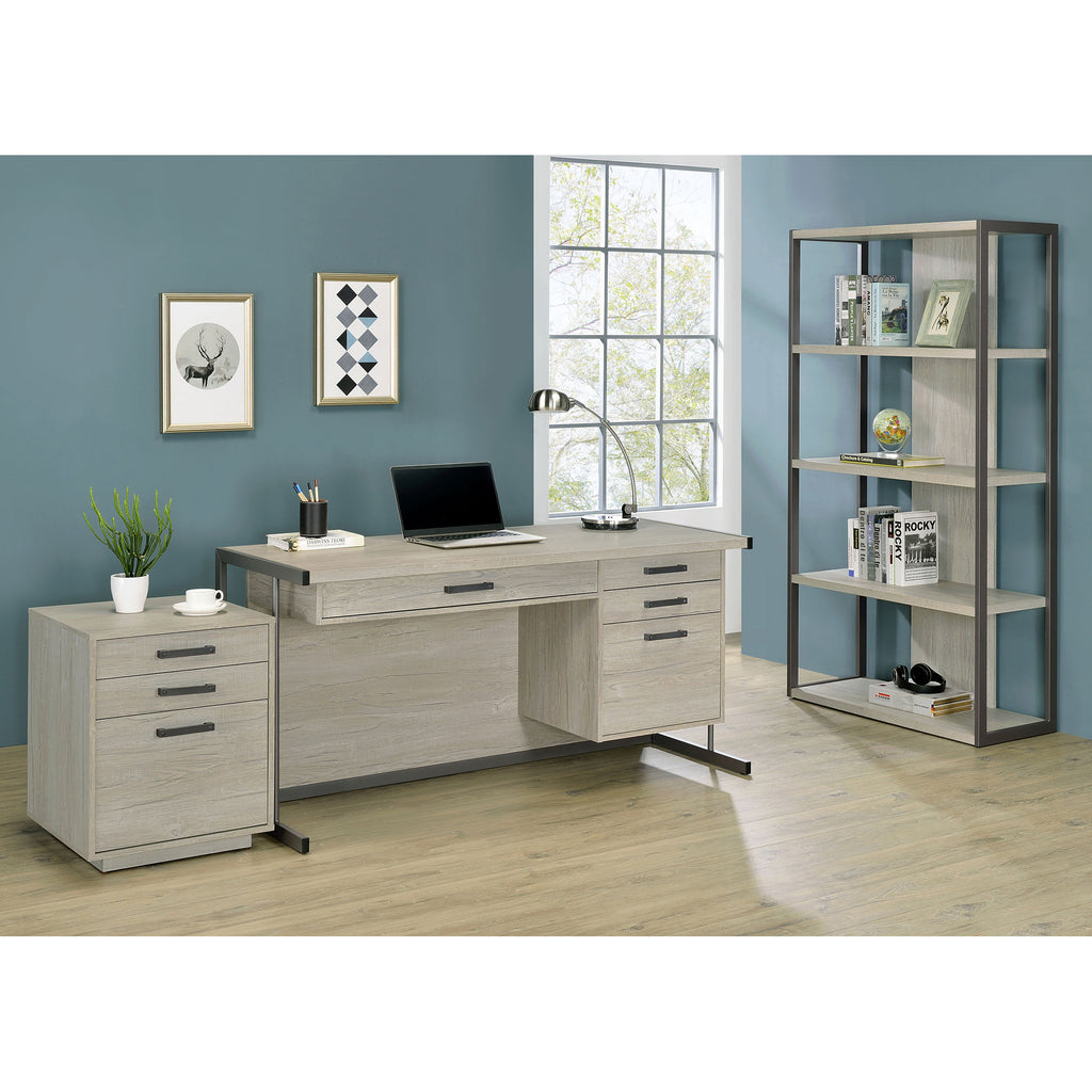 Loomis Whitewashed Grey 3-Drawer Home Office File Cabinet in White+Gray with MDF Construction, 19.75 x 19.75 x 25 inches | Pr