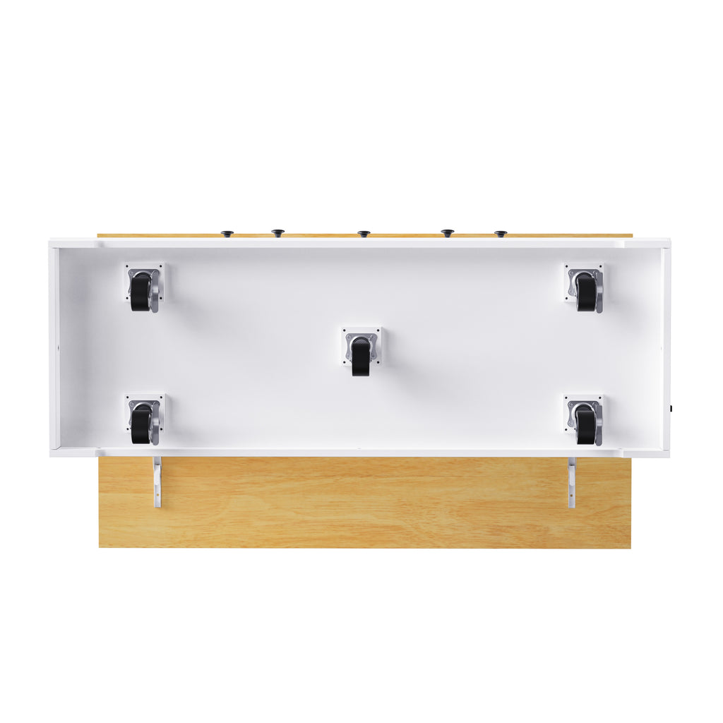 K&K 53inch Large Kitchen Island with Drop Leaf,Power Outlet,Door Internal Storage Rack,Rolling Kitchen Cart on 5 Wheels with 5 Open Side Racks for Kitchen,White (Two Packages)(Stools not included) - Grand Goldman Shop