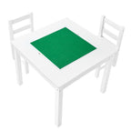 Kids Activity Table and 2 Chairs Set, Building Blocks Double-Sided Tabletop, Toddler Table and Chair Set with Storage for Kid