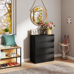 4 Drawer Dresser,Modern Storage Chest of Drawers,31.5In Black Dresser for Closet with Handle-Free Design, Closet Chests Organizer for Bedroom, Living Room,Black - Grand Goldman Shop