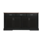 Black Fluted Sideboard Buffet Cabinet with 4 Doors and 3 Drawers, Modern Wood Kitchen Storage Console Table for Living Room Dining Room Entryway, 63' - Grand Goldman Shop