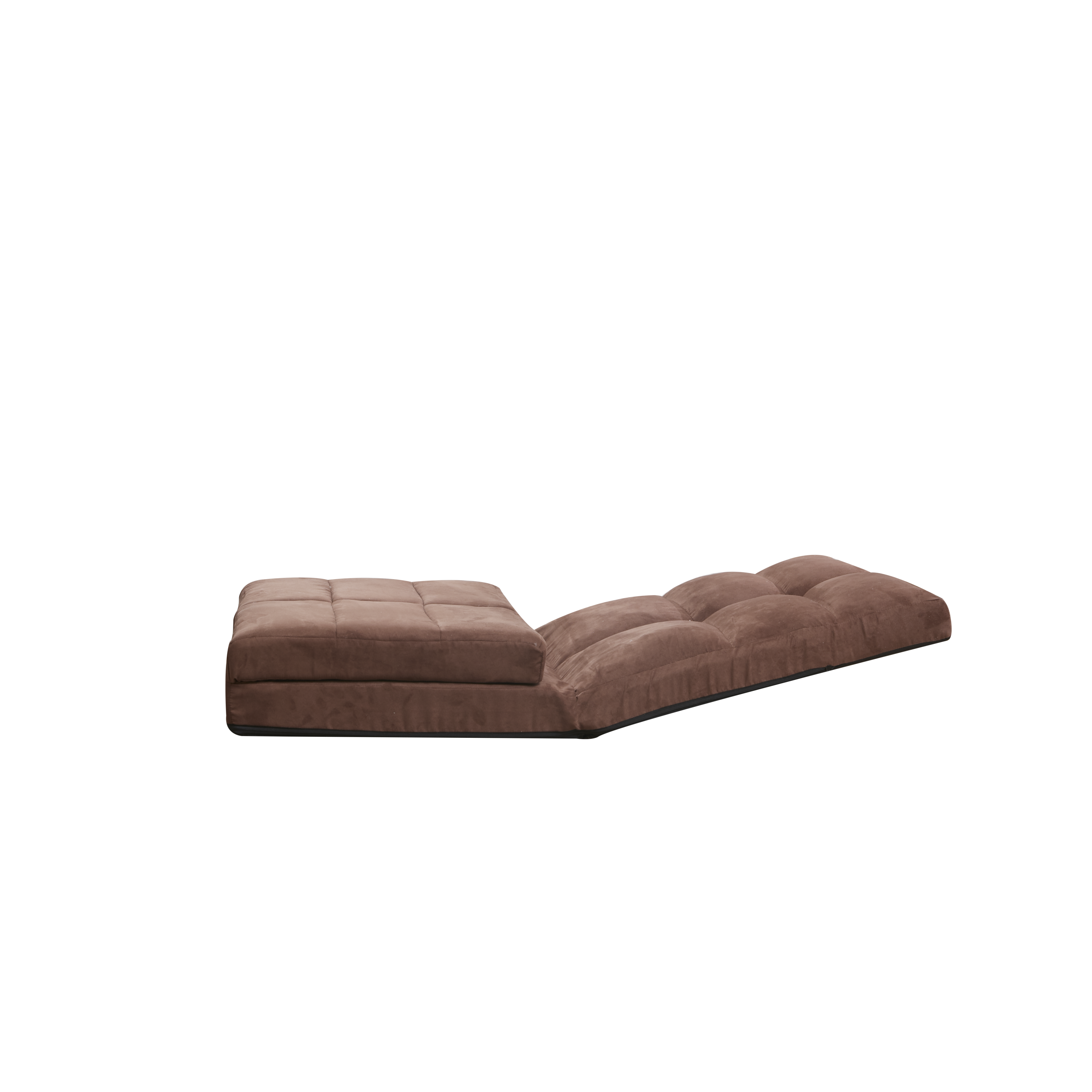 Modern Triple Fold-Down Brown Metal Frame Sofa Bed with 5 Reclining Positions and Pillow – Adjustable Upholstered Floor Couch for Gaming or Guest Room - Grand Goldman Shop