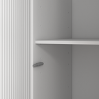 4 Doors Wardrobe Closet with Mirror, LED Wardrobe with Doors and 2 Drawers, Wooden Wardrobe Storage Cabinet with Hanging Rod, Adjustable Shelves, White - Grand Goldman Shop