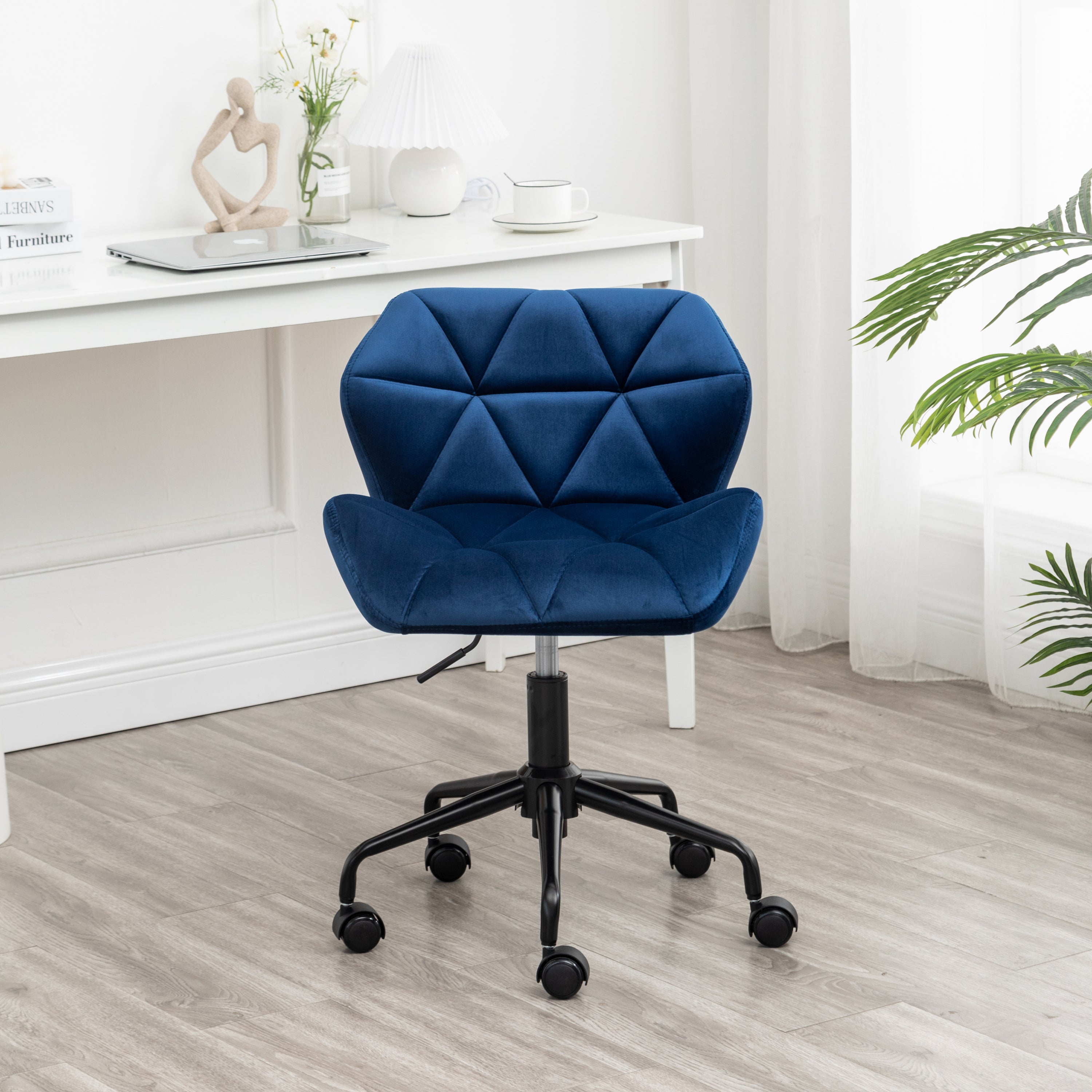 Eldon Diamond Tufted Adjustable Swivel Office Chair, Blue - Grand Goldman