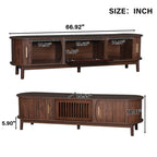 Modern Farmhouse TV Stand for 75' TVs, Wood Entertainment Center with Storage Cabinet, TV Console Table for Living Room, Bedroom in Dark Brown with Solid Wood Legs and MDF Construction - Grand Goldman Shop