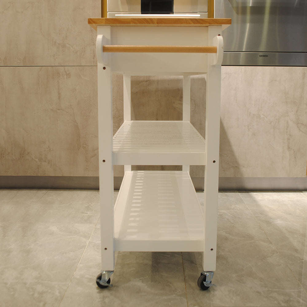 Kitchen Island & Kitchen Cart, Rubber Wood Top, Mobile Kitchen Island with Two Lockable Wheels, Simple Design for Easy Storing and Fetching, Two Drawers Give Unique Storage for Special Utensil. - Grand Goldman Shop