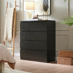 4 Drawer Dresser,Modern Storage Chest of Drawers,31.5In Black Dresser for Closet with Handle-Free Design, Closet Chests Organizer for Bedroom, Living Room,Black - Grand Goldman Shop