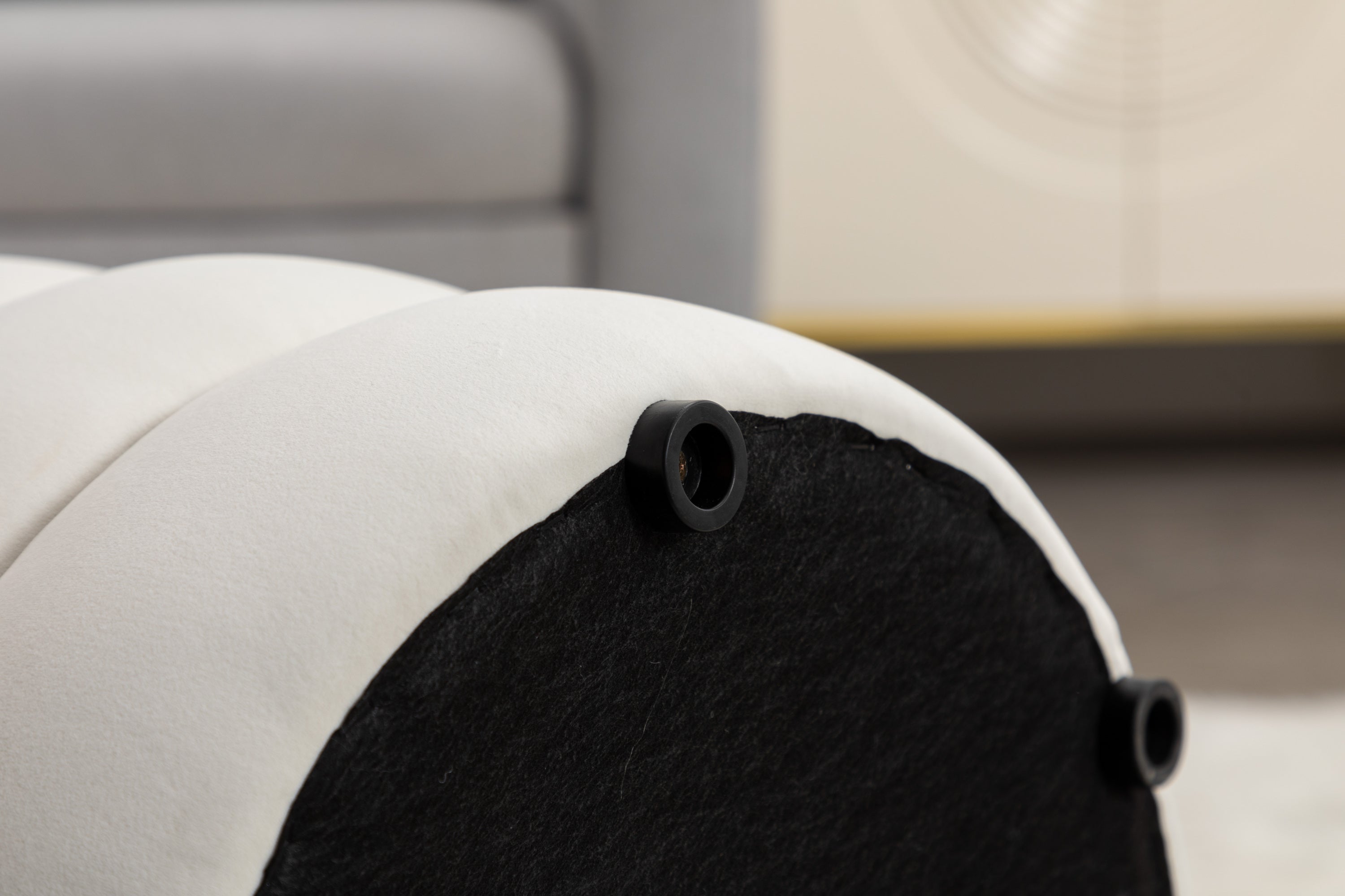 006-Soft Velvet  Round Ottoman Footrest Stool,Ivory - Grand Goldman Shop