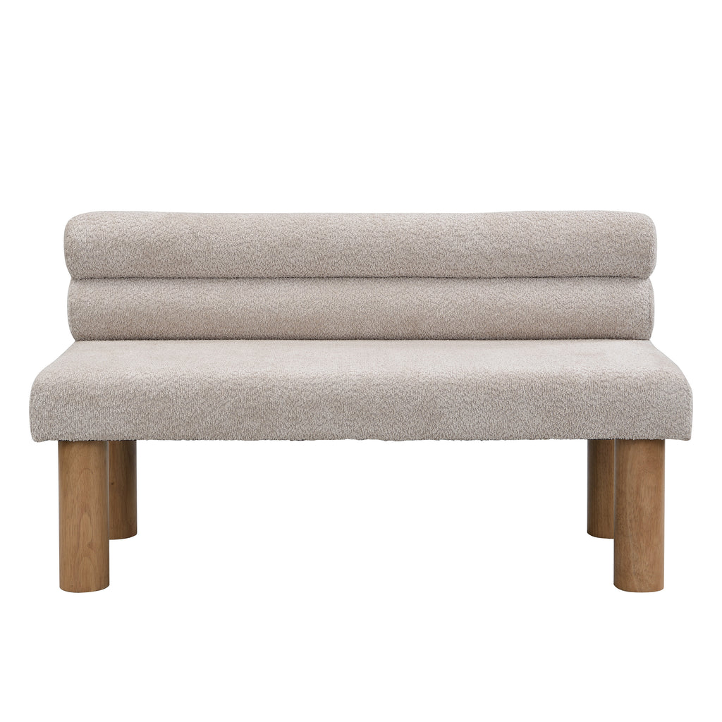 Upholstered Dining Bench, End of Bed, Entryway Bench, Ottoman for Dining Room, Bedroom, Living Room, Rubber Wood Leg 300 LBS Support, Light Grey - Grand Goldman Shop