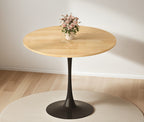 (Natural Wood Color)Round Table, Modern Dining Table, Dining Table, MDF Top and Steel Base Tulip Round Kitchen Table, Kitchen Table, Mid Century Coffee Table for Living Room 24 Inch, Oval Dining Table - Grand Goldman Shop
