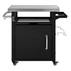 K&K 39.5' Outdoor Grill Cart with Storage Cabinet, Outdoor Bar Cart Pizza Oven Table with Wheels, Stainless Steel Top, Outdoor Kitchen Island with Spice & Paper Rack for BBQ, Waterproof Cover Included - Grand Goldman Shop