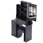29.2' Small Size Bedside Cabinet Vanity Table + Cushioned Stool, 2 AC+2 USB Power Station, Hair dryer bracket, Extra Large Touch Control Sliding LED Mirror, 3-color Switching, EPA, GCC, UL Certificate - Grand Goldman Shop