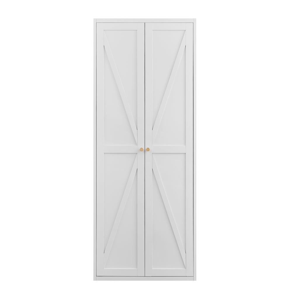 White Metal Adjustable 2-Door Storage Cabinet with Powder-Coated Steel, Tall Kitchen Pantry Cabinet with Adjustable Shelves f