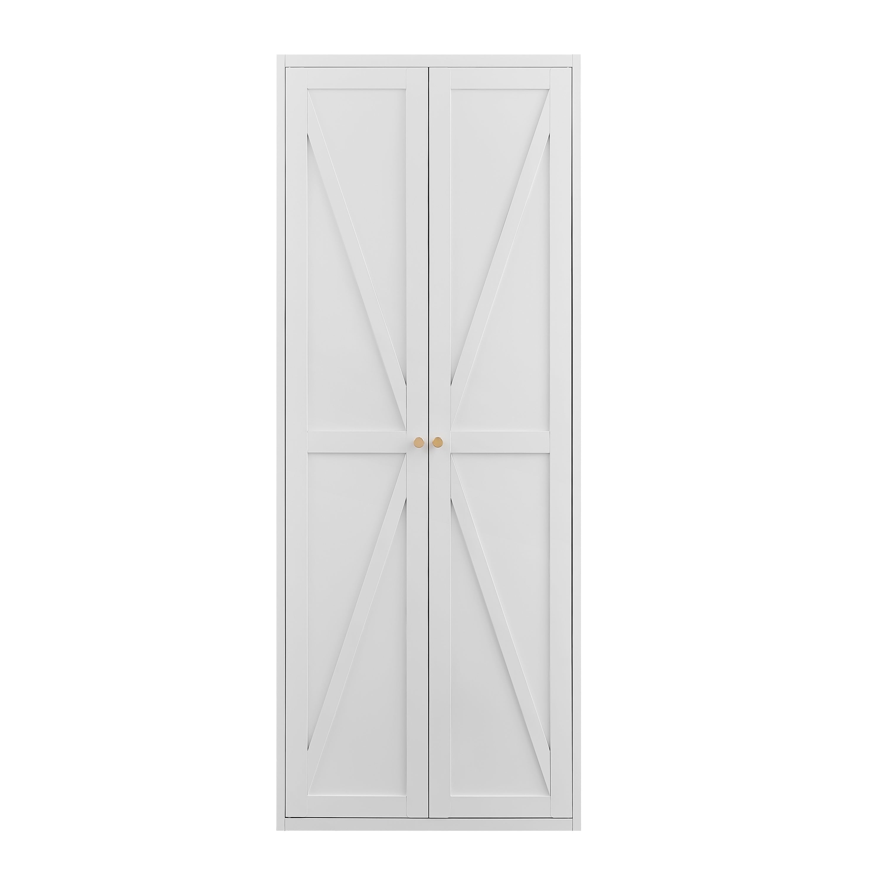 White Metal Adjustable 2-Door Storage Cabinet with Powder-Coated Steel, Tall Kitchen Pantry Cabinet with Adjustable Shelves f