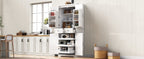 K&K 71' Tall Kitchen Pantry Cabinet with 3 Pull Out Cabinet Organizers, Farmhouse Embossed Texture Storage Cabinet with 6 Door Shelves, 2 Drawers, Freestanding Cupboard for Kitchen, Dining Room White - Grand Goldman Shop