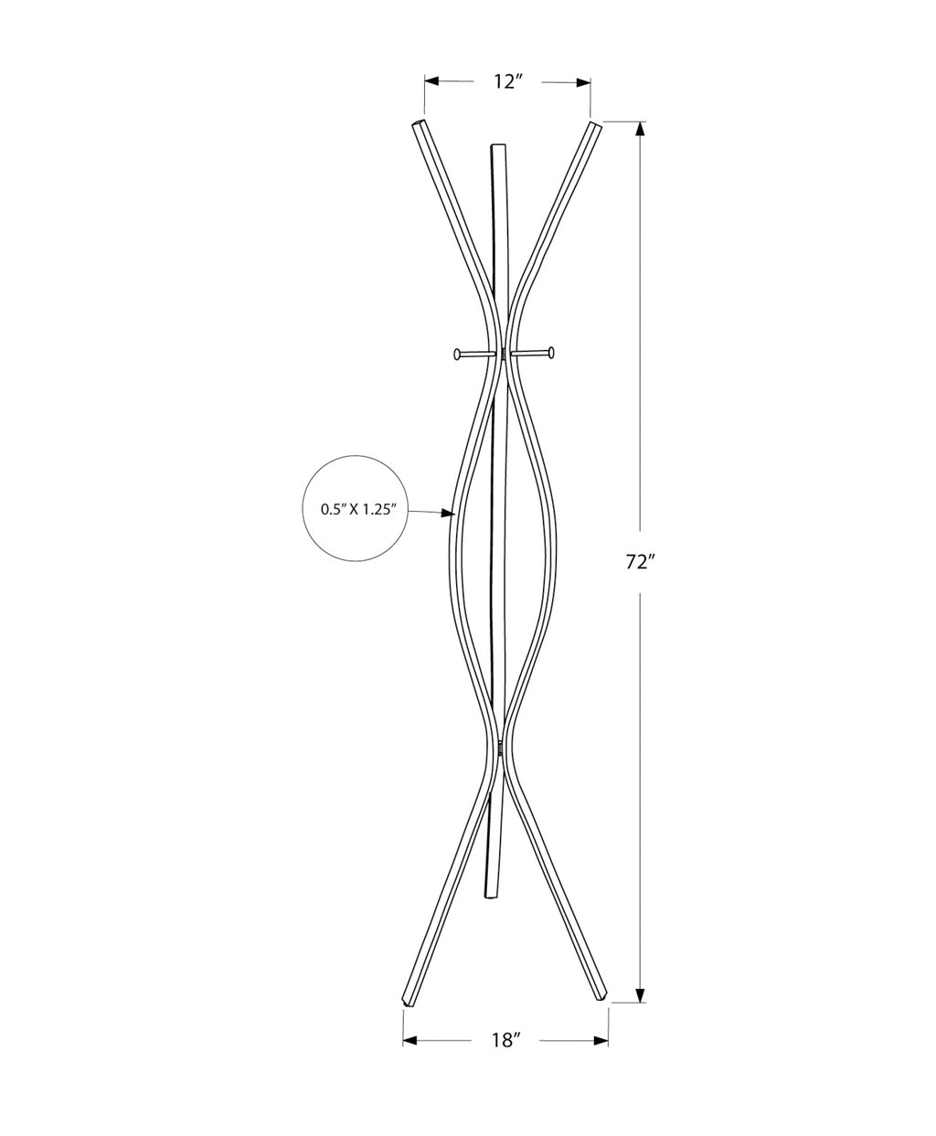 Coat Rack, Hall Tree, Free Standing, 3 Hooks, Entryway, 72'h, Bedroom, Black Metal, Contemporary, Modern - Grand Goldman Shop
