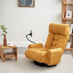 Adjustable Yellow Swivel Lounge Chair with 360-Degree Rotating Seat and Headrest Support, Leisure Chair Deck Chair - Game Chair for Living Room - Grand Goldman Shop