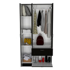 Primavera Armoire, Double Door Cabinets, One Drawer, Metal Rod, Five Shelves -Black / White - Grand Goldman Shop