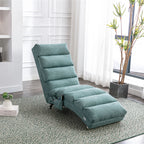 Ergonomic Electric Massage Chaise Lounge with Remote Control, Teal Linen Upholstery, 5 Modes for Relaxation - Grand Goldman Shop