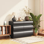 Minimalist Modern 6 Drawer Dresser in Black, Handle-Free Design with Wide Storage, MDF Construction, 43.31 x 15.75 x 29.53 inches - Grand Goldman Shop