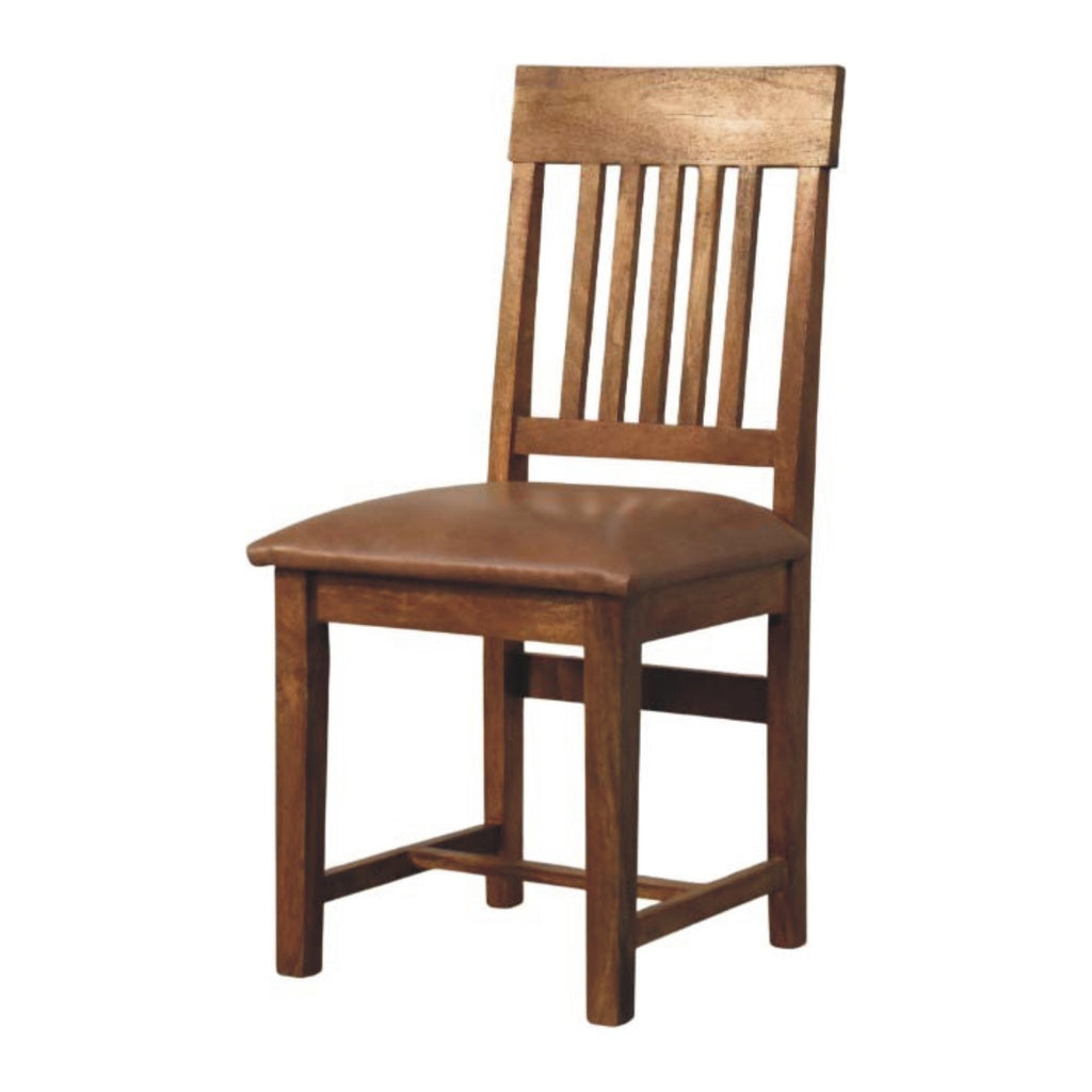 Solid Wood Leather Slatted Dining Chair | Premium Home Decor - Grand Goldman