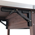 K&K 40.5' Outdoor Grill Cart with Stainless Steel Top, Solid Wood Outdoor Storage Cabinet with Drop Leaf, One Drawer, Towel Rack, Rolling Kitchen Cart with Lockable Wheels for Lawn Garden, Brown - Grand Goldman Shop