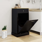 One Drawers and One-Compartment Tilt-Out Trash Cabinet Kitchen Trash Cabinet-Black - Grand Goldman Shop