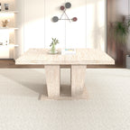 Rectangular extendable dining table, suitable for 6-10 people, with veined travertine pattern, dimensions 160-200 cm, simple and elegant. - Grand Goldman Shop