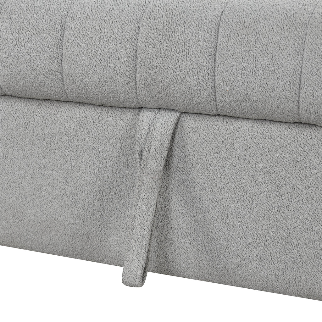 Modern L-shaped Sectional Pull Out Sofa Bed with USB Ports & Storage Ottoman, Gray Jacquard Fabric, 82.6' - Grand Goldman Shop